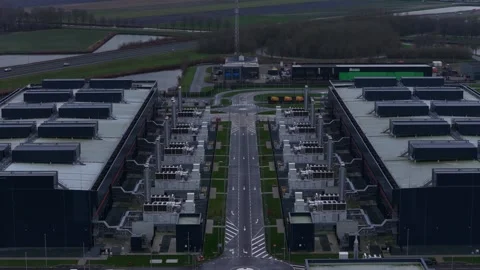 Large data center campus hosting cloud computing infrastructure Stock Footage 346994365