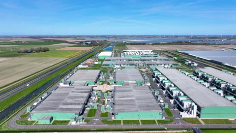 Large data center complex in Europe Stock Footage 334951072