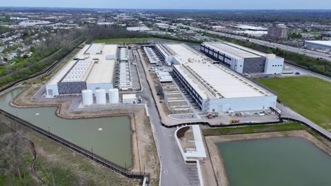 Large data center complex handling global information storage and cloud Stock Footage 337221569