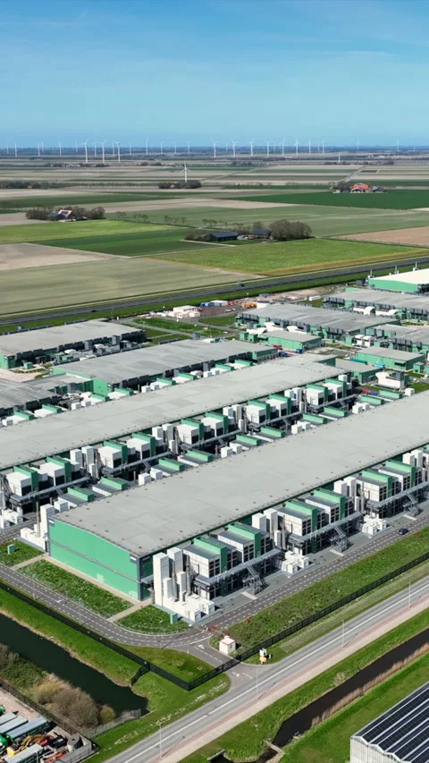 Large data center complex with modern infrastructure in Europe Stock Footage 335199537