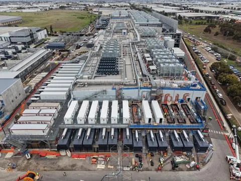 Large data center complex under construction aerial view Stock Photos