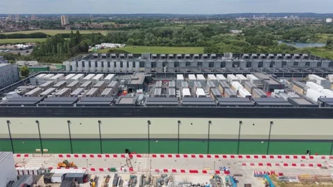 Large Data Center Facility From Above With Ongoing Construction Work Stock Footage 339645421