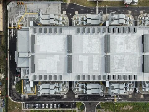 Large data center facility infrastructure from aerial view Stock Photos