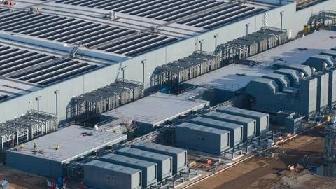 Large data center facility using solar power Stock Photos