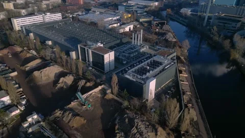 Large data center processing cloud computing infrastructure. Beautiful aerial Stock Footage 324950125
