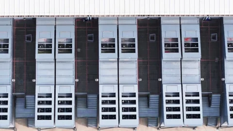 Large data center rooftop air conditioning units Stock Footage 341072577