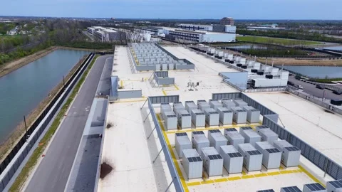 Large data center server farms operations processing digital information in Stock Footage 337221403