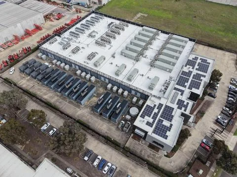 Large Data Centre with Rooftop Cooling Systems Stock Photos