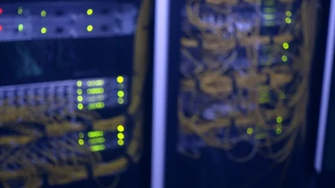 Large data server with flashing lights. Blurred blue background. 스톡 동영상 124012741