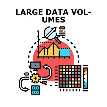 Large data volumes analysis processing and management concept Stockillustratie
