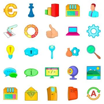 Large data warehouse icons set, cartoon style Illustrazione stock