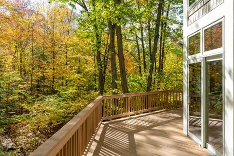 Large Deck on Home in the Woods Stock Photos