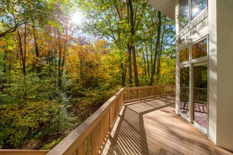 Large Deck on Home in the Woods Stock Photos