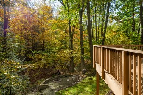 Large Deck on Home in the Woods Stock Photos
