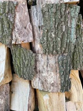 Large decks of firewood, material, texture Stock Photos