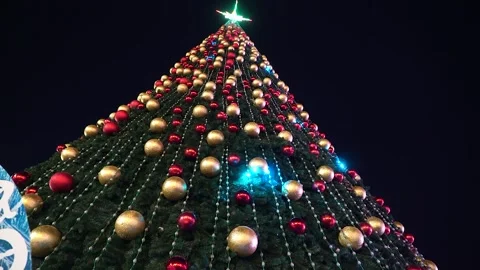 A large decorated Christmas tree Stock Footage 259321520