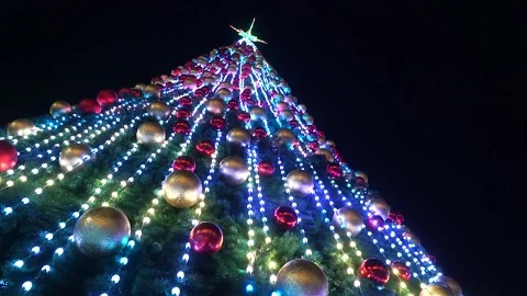 A large decorated Christmas tree Stock Footage 259321523