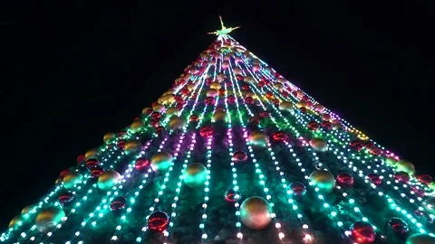 A large decorated Christmas tree Stock Footage 259321530