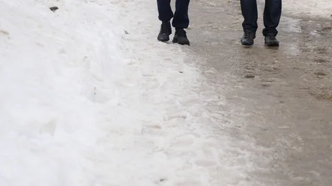 Large deep spring puddle on the road Video stock 91973664