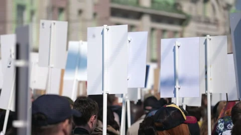 Large demonstrate in Germany. Crowd German people. Political Rally. Revolution. Stock Footage 196089858