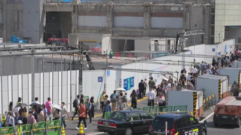Large development projects progressing at West exit of Shinjuku Station Tokyo Video stock 292850067
