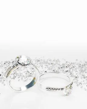 The large diamond is surrounded by many diamonds on the ring made of platin.. Stock Illustration