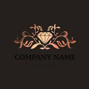 A large diamond is surrounded by an ornament of branches and leaves Stock Illustration
