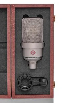 Large diaphragm condenser studio microphone Neumann tlm 103 on a white Stock Photos