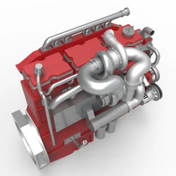 Large diesel engine isolated on a white background. 3d illustration Stock Illustration