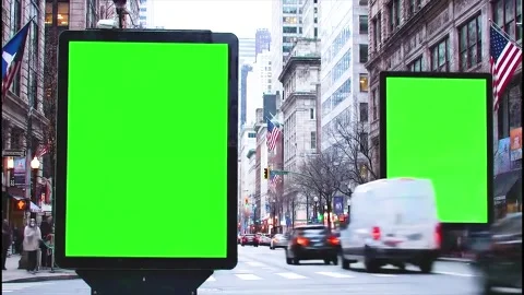 Large digital green screen billboards green screen advertising HQ 4k video Stock Footage 318274735