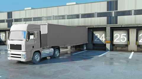 A Large distribution warehouse with gates for loading goods 3D illustration Stock Footage 67665360