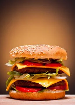 Large double burger Stock Photos