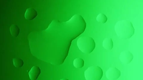 A large drop flows and connects with other drops on a green gradient background Vídeo Stock 303060637