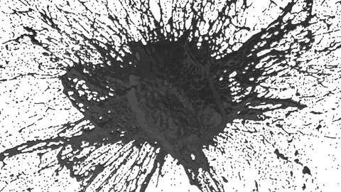 Large drops of black paint fall on the white surface and it is stain, leaving Видео 79820756
