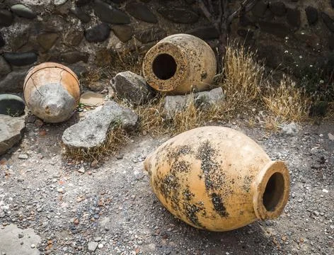 Large earthenware jars Stock Photos