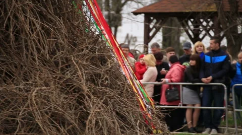 A large effigy of Maslenitsa Stock Footage 67362845