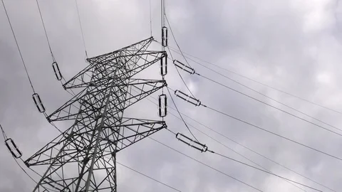 Large electric poles. Stock Footage 122972993