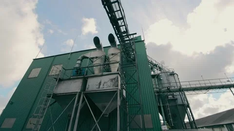 Large elevators for processing and storage of wheat or soybean crops. Video stock 154797735