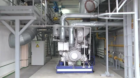 Large emergency diesel generator for a data center. Video stock 123965960