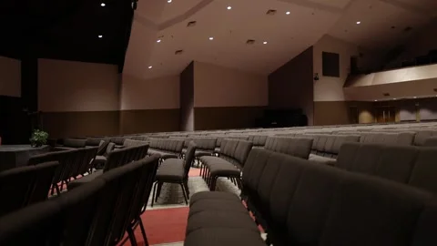 Large Empty Auditorium Filled With Chairs Tracking Stock-Footage 267436741