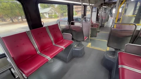 Large empty bus driving in Austin, Tx 10/18/2025 Stock Footage 319402851