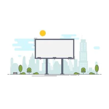 A large empty city billboard for your advertising and then the city. Stock Illustration
