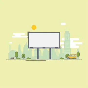 A large empty city billboard for your advertising and then the city. Stock Illustration