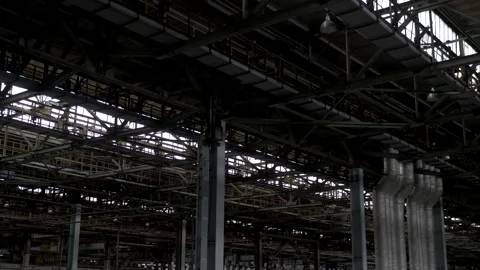 Large empty hangar at the factory Stock Footage 142028340
