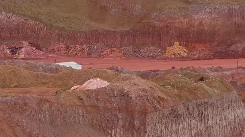 A large, empty, mining truck is moving along the career. Stock Footage 122216649