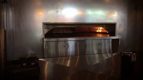 Large Empty Modern Pizza Oven - wide angle Stock Footage 75400368