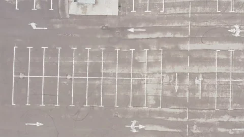 Large empty parking lot after rain. wet asphalt. white line markings Stock Footage 153716142