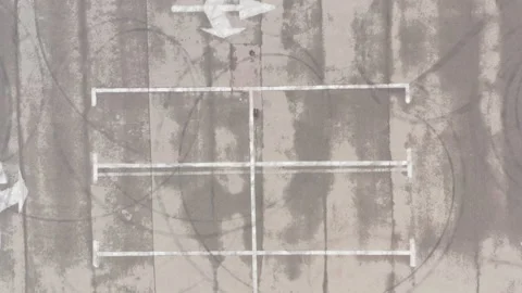 Large empty parking lot after rain. wet asphalt. white line markings Stock Footage 153716409