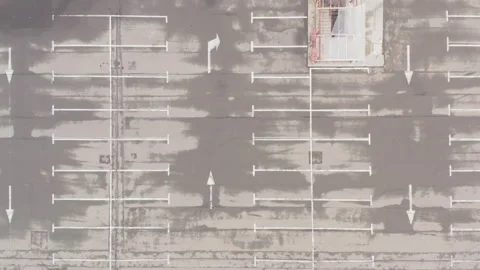 Large empty parking lot after rain. wet asphalt. white line markings Stock Footage 153716872