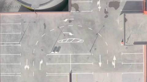 Large empty parking lot.urn in the parking lot. white line markings Stock Footage 154873231
